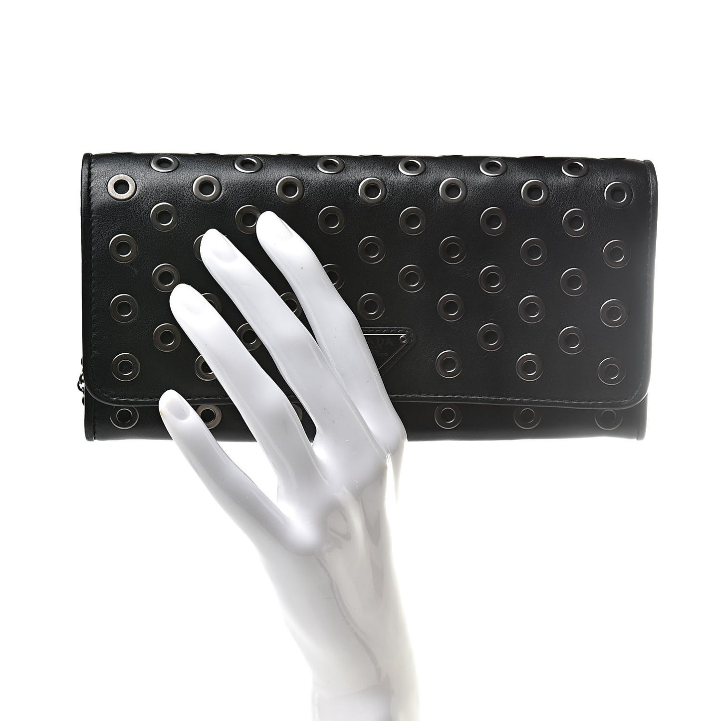 Soft Calf Grommet Continental Flap Black Fuoco