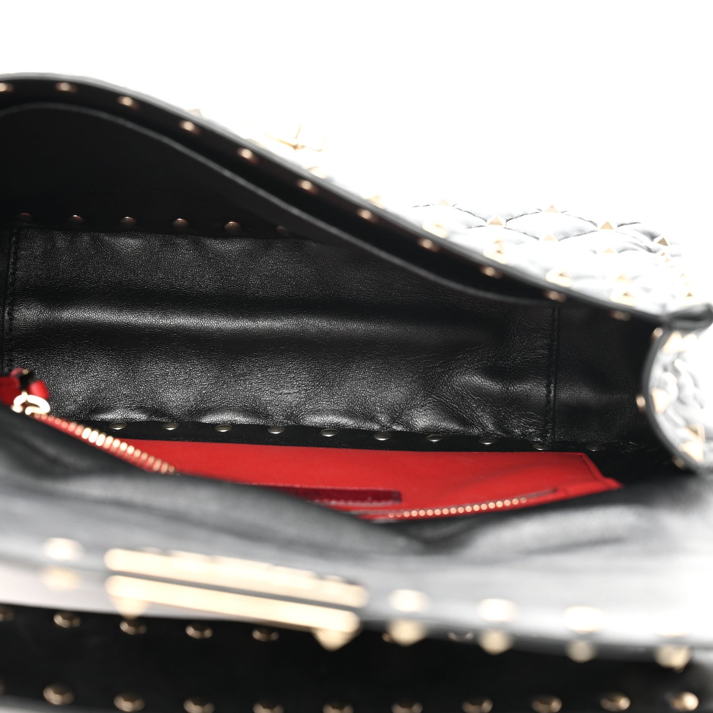 Lambskin VLTN Print Medium Rockstud Spike Shoulder Bag Black