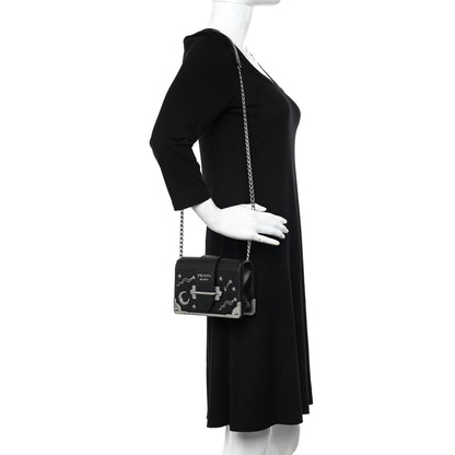 Prada City Calf Saffiano Cahier Astrology Bag Black 2 of 9