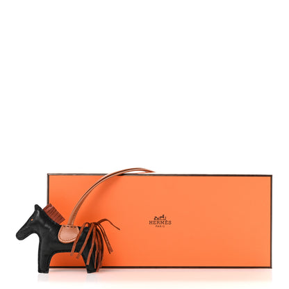 Hermes Milo Lambskin Grigri Rodeo Horse Bag Charm PM Black Sienne Gold 6 of 6