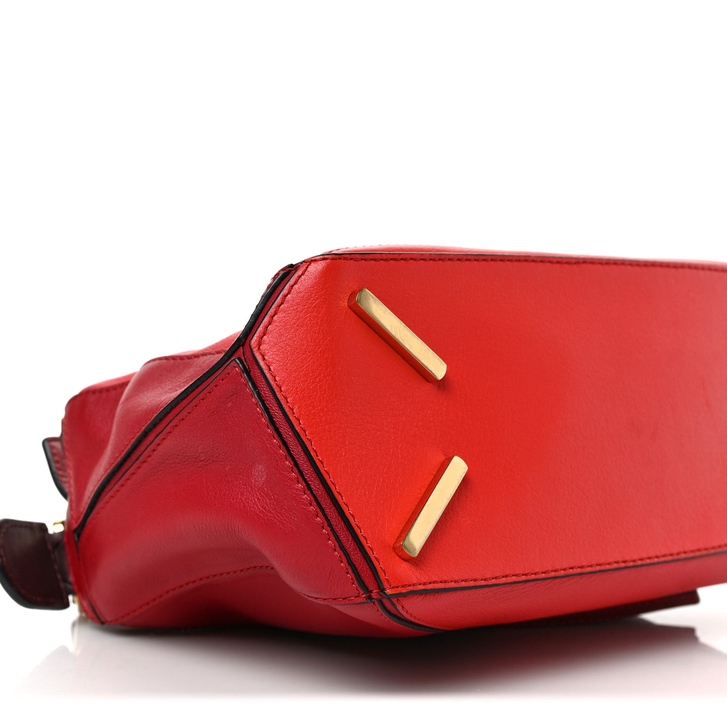 Calfskin Colorblock Small Puzzle Bag Red