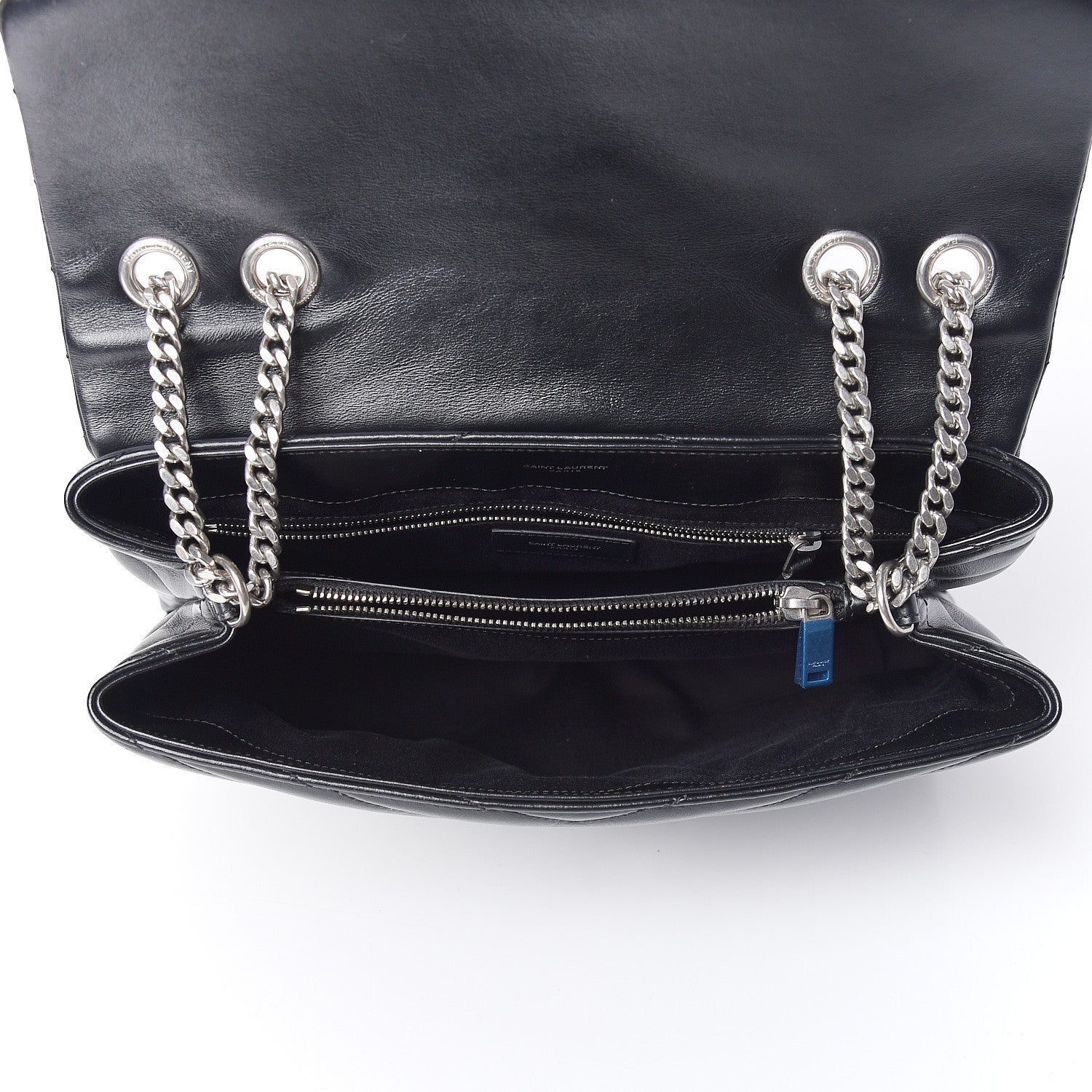 Saint Laurent Calfskin Y Quilted Monogram Medium Loulou Chain Satchel Black 5 of 11