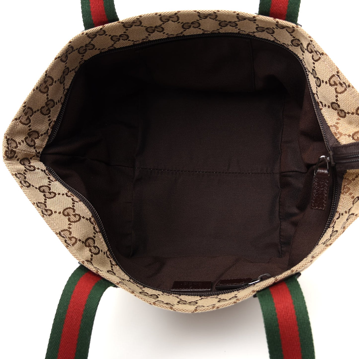 GG Monogram Small Web Handle Bucket Tote Dark Brown