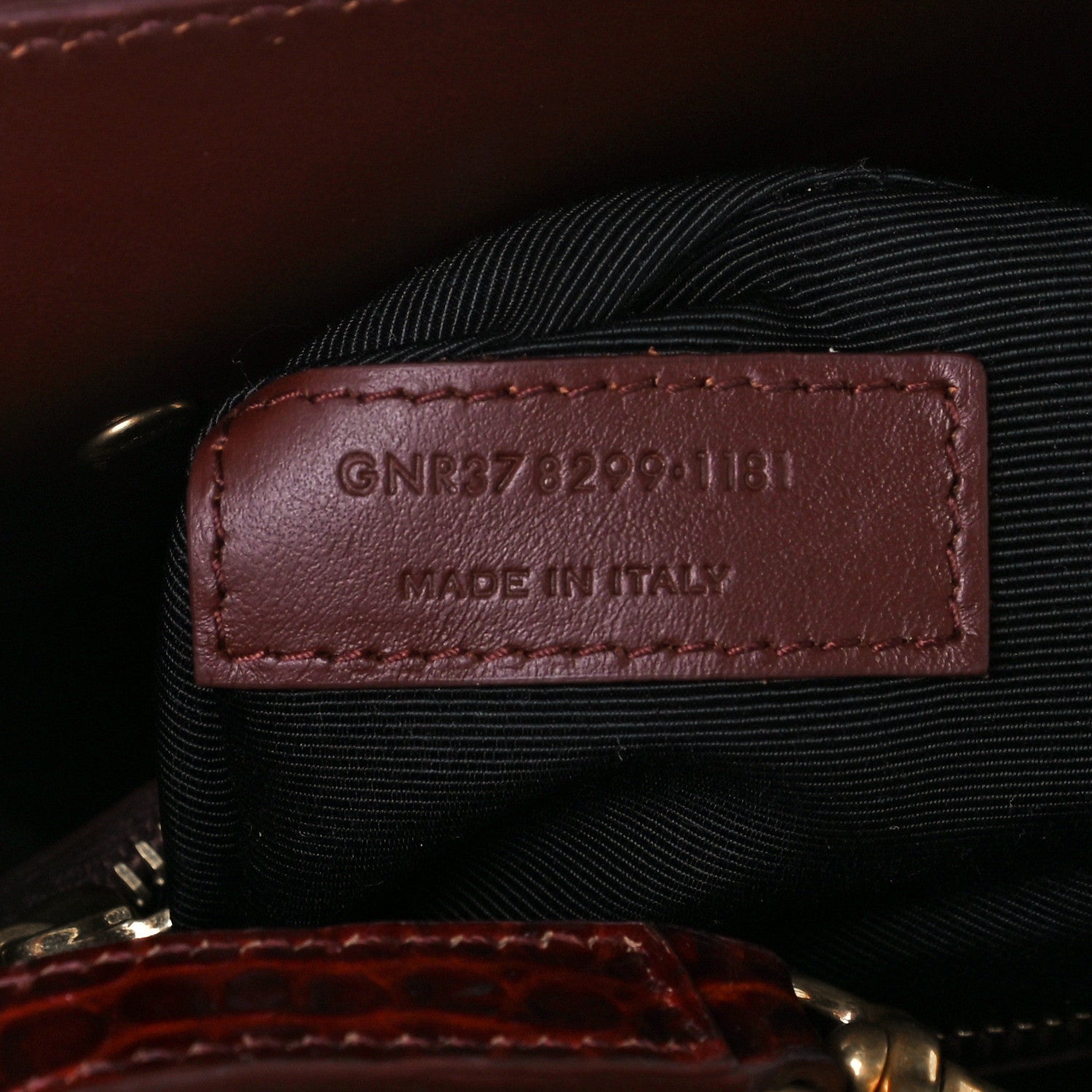Saint Laurent Calfskin Crocodile Embossed Small Sac de Jour Dark Blood 7 of 10