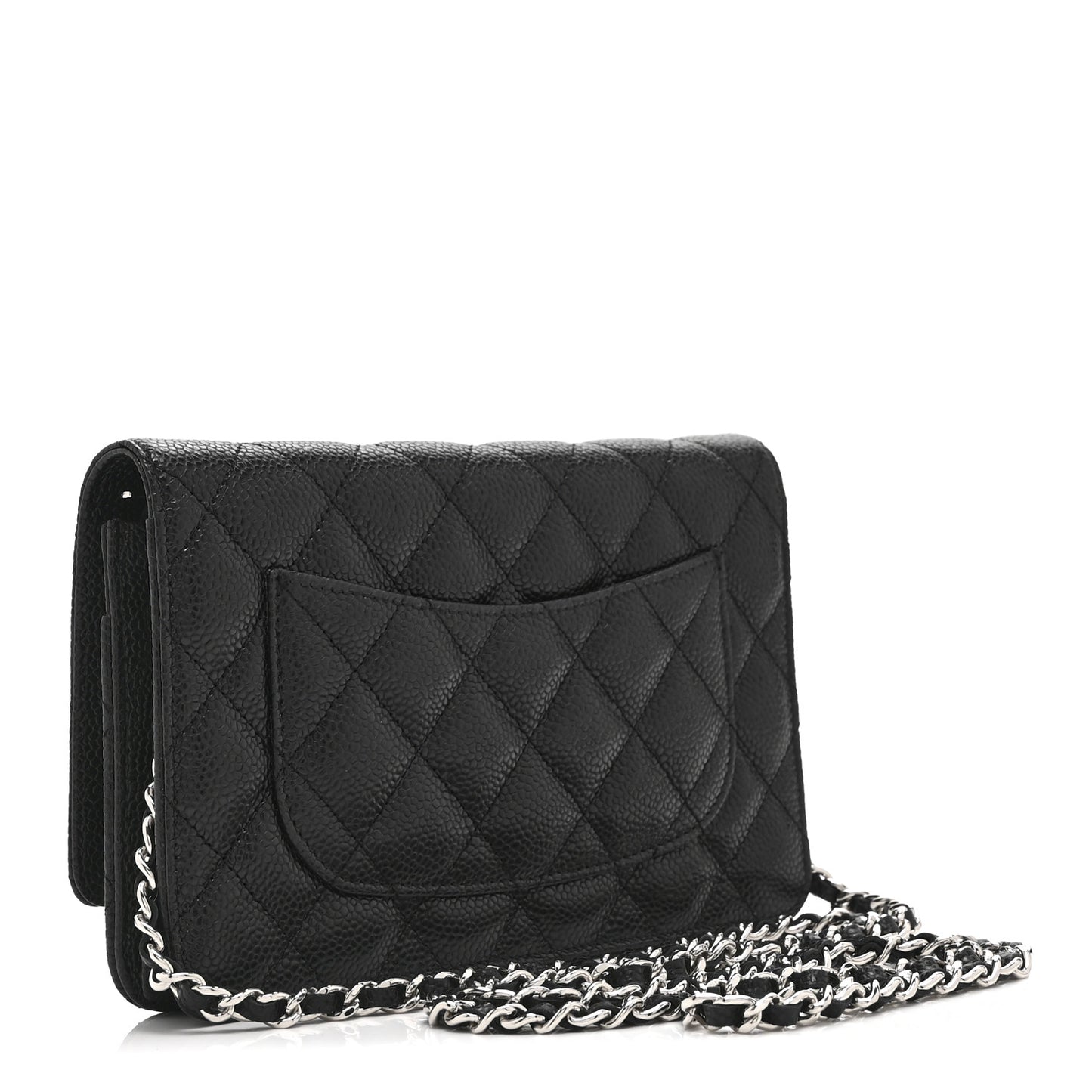 Caviar Quilted Wallet on Chain WOC Black