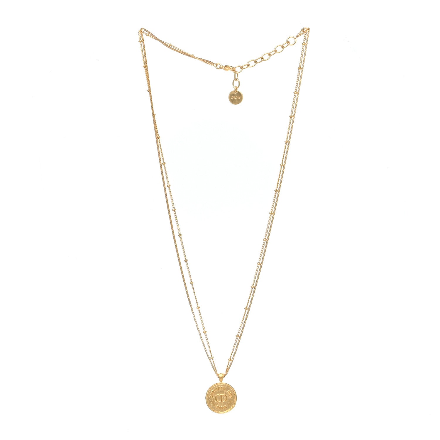 Christian Dior Metal Pendant Necklace Aged Gold 3 of 5