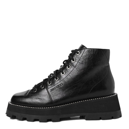 Jimmy Choo Calfskin Crystal Embellished Colby Combat Boots 41 Black 1 of 6