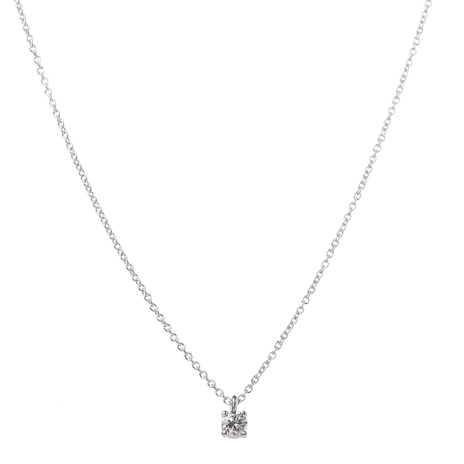 Tiffany Platinum Diamond .18ct Solitaire Pendant Necklace 4 of 6