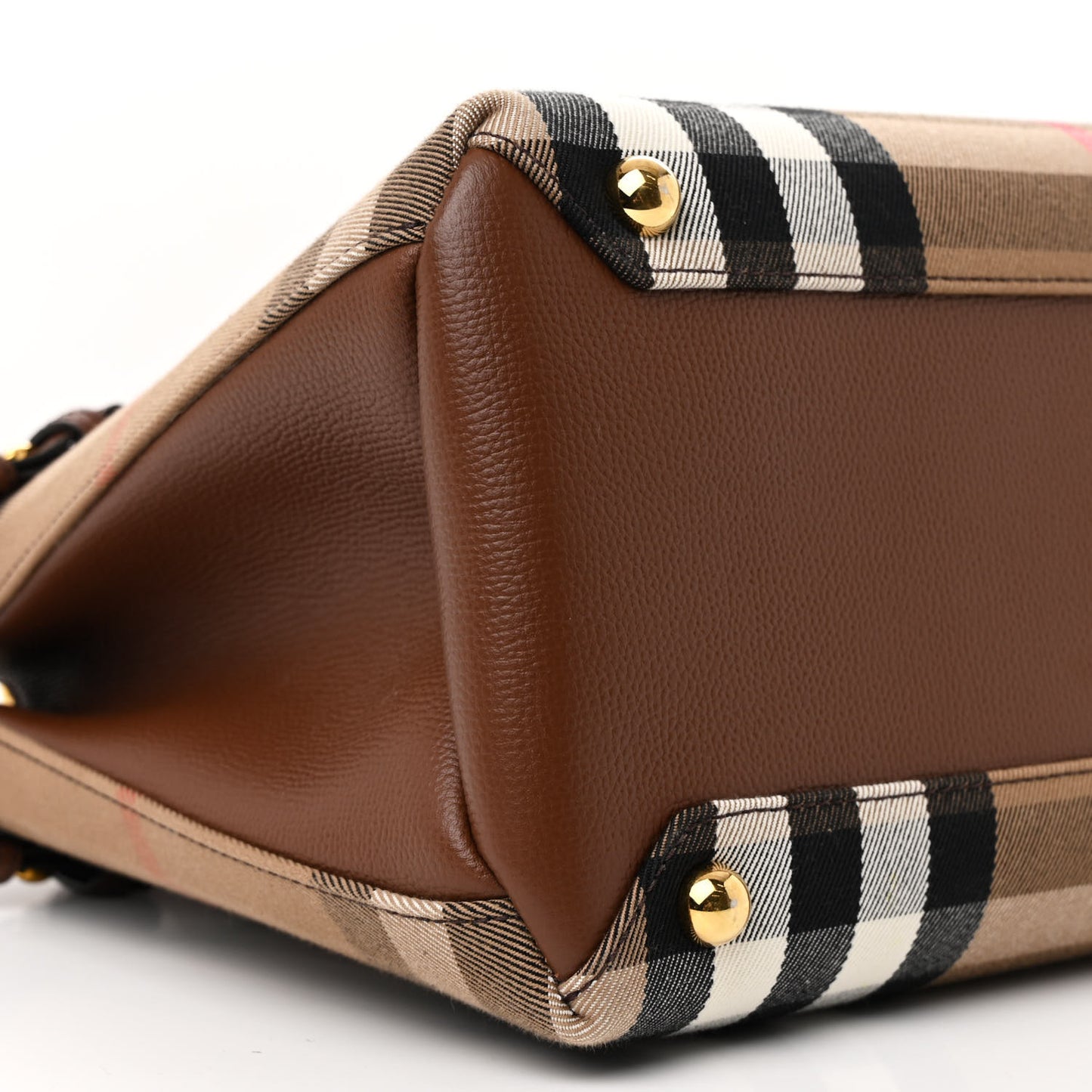 House Check Grainy Calfskin Medium Banner Tote Tan