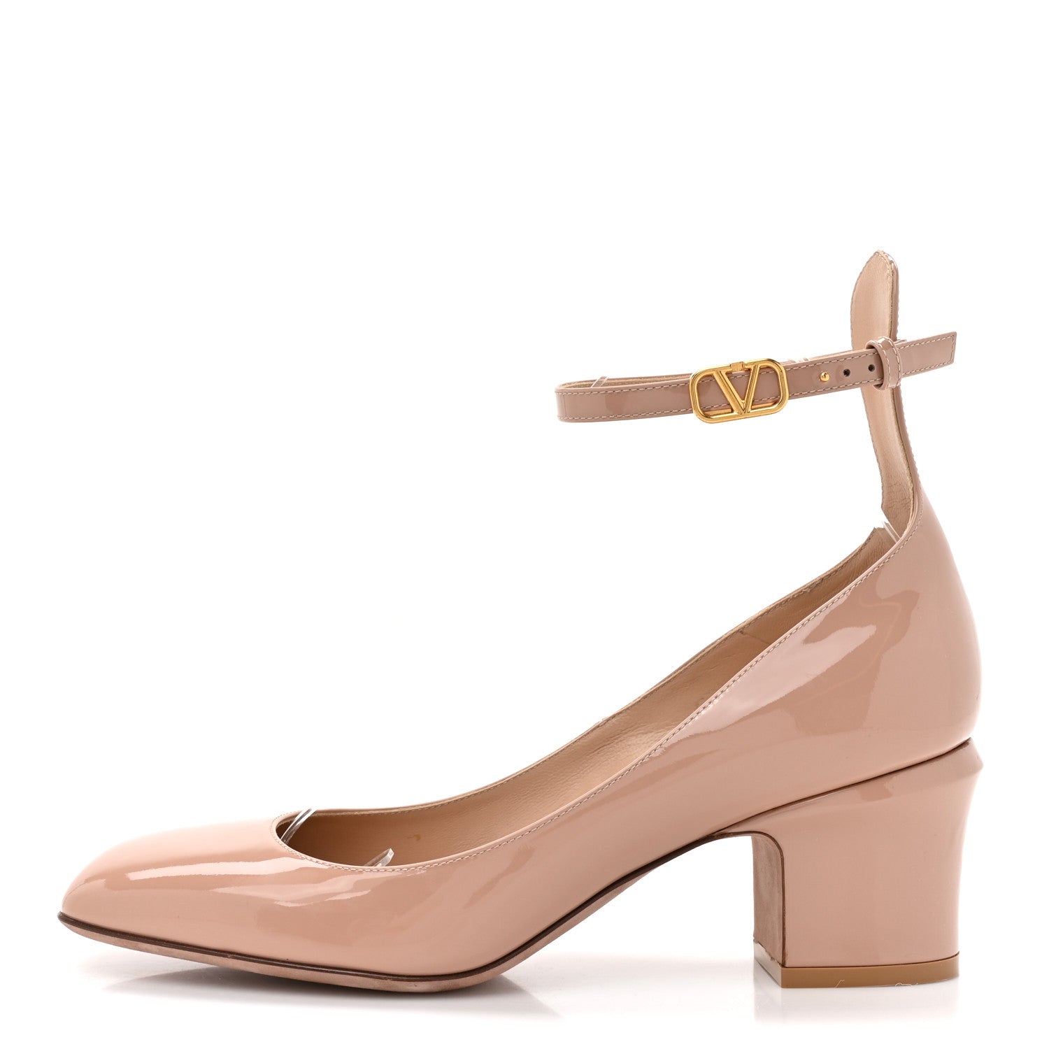 Valentino Garavani Patent Vlogo Tan-Go Ankle Strap 60mm Pumps 39 Rose Cannelle 1 of 12