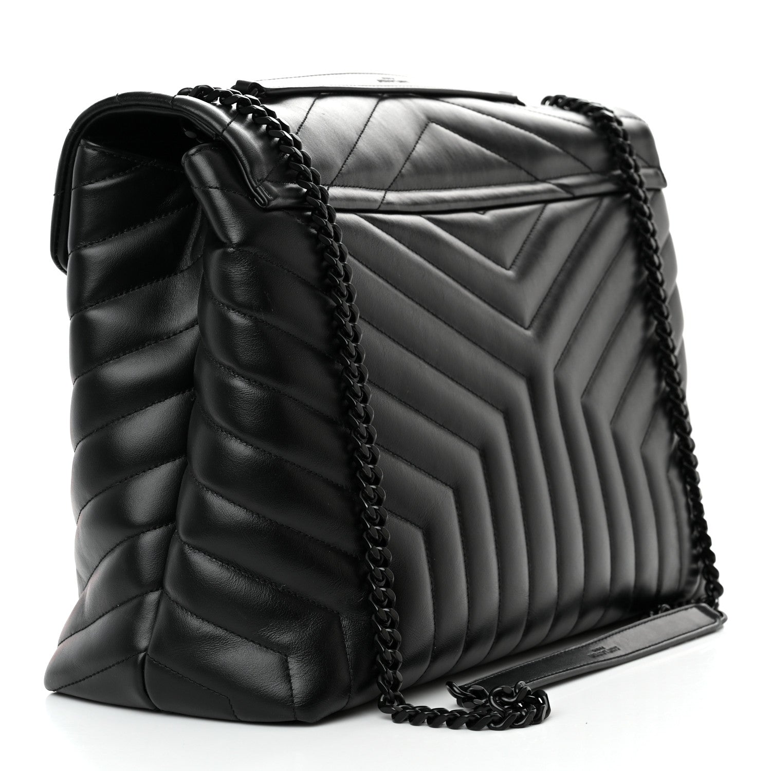 Saint Laurent Calfskin Y Quilted Monogram Monochrome Large Loulou Chain Satchel Black 3 of 21
