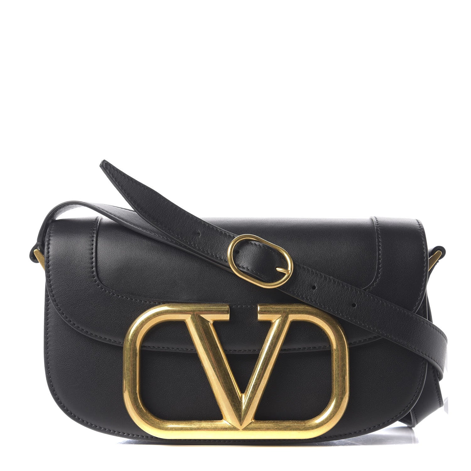 Valentino Garavani Smooth Calfskin Supervee Shoulder Bag Black 1 of 9