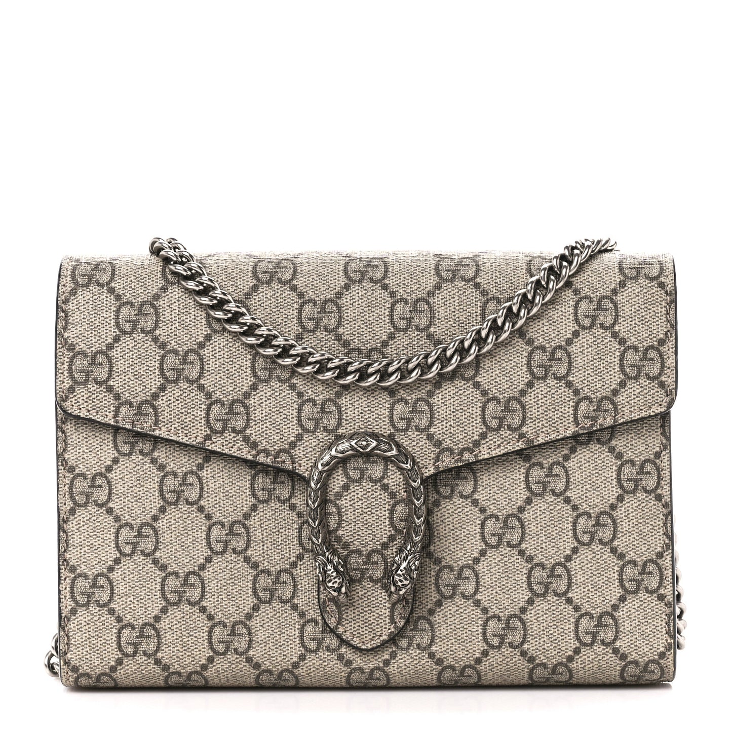 GG Supreme Monogram Mini Dionysus Chain Wallet Beige Black