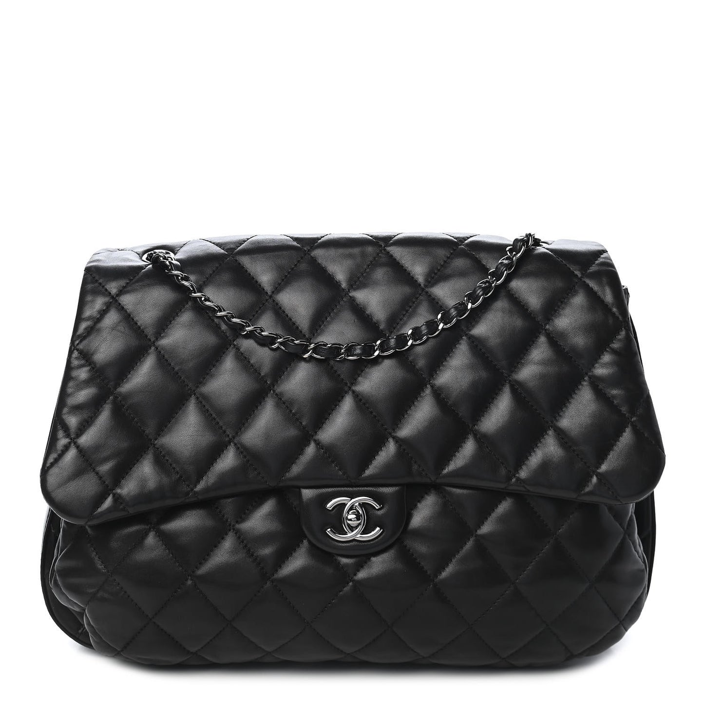 Lambskin Quilted Chanel 3 Maxi Flap Bag Black