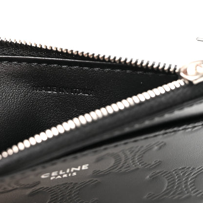 Celine Calfskin Triomphe Embossed Zipped Card Holder Black 7 of 8
