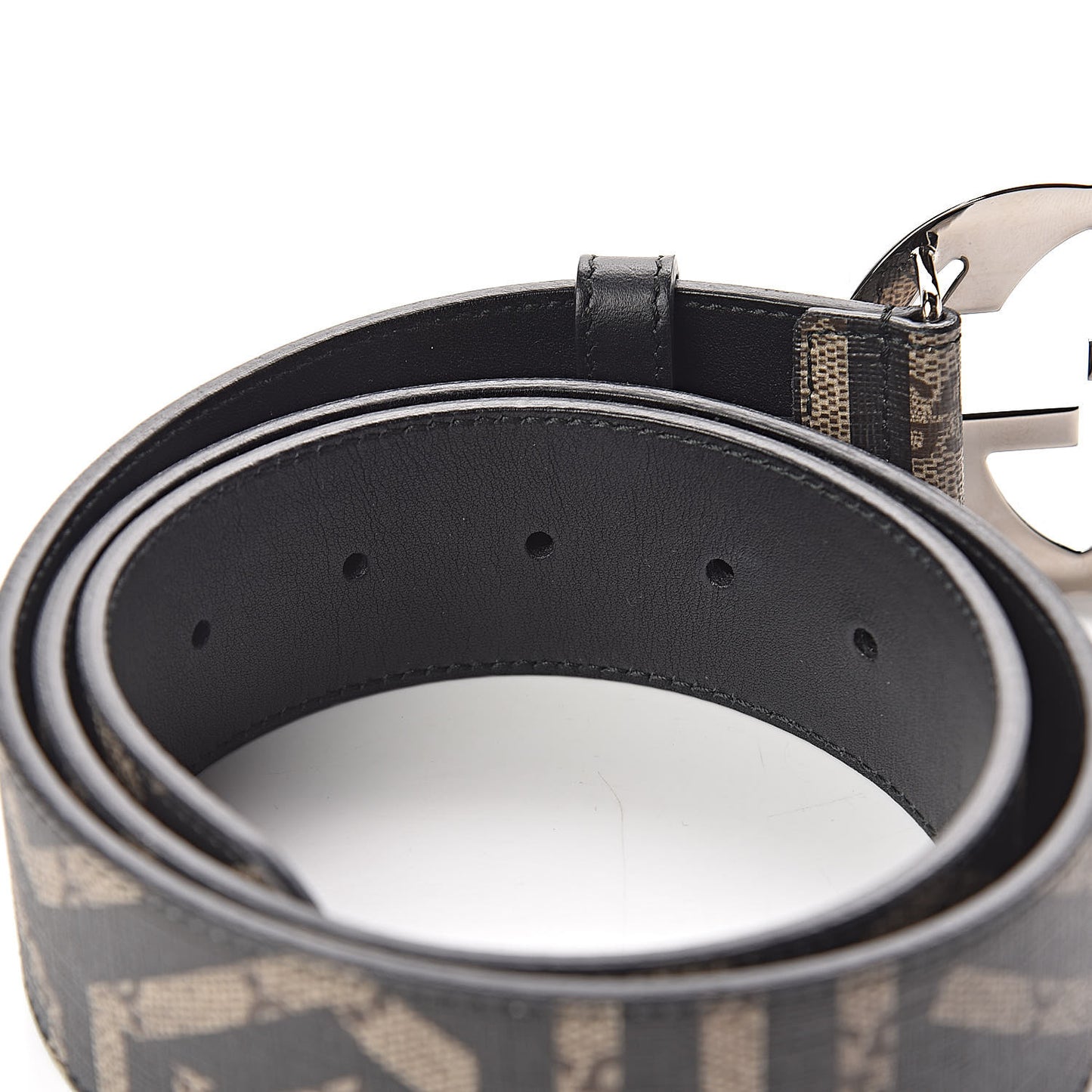 GG Supreme Monogram Caleido Interlocking G Belt 85 34 Dark Brown
