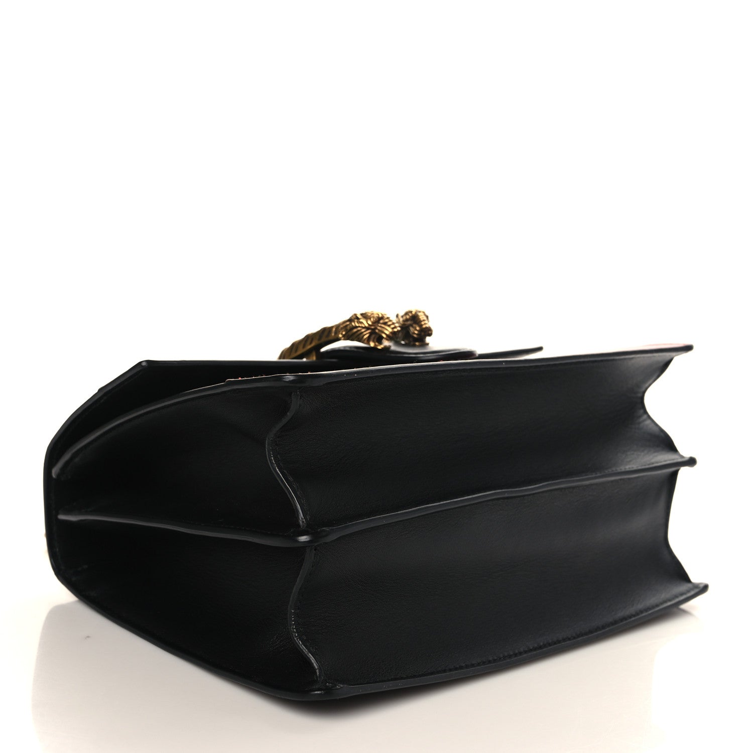 Gucci Moon Calfskin Web Medium Dionysus Bamboo Top Handle Bag Black Bright Evergreen Hibiscus Red 3 of 9