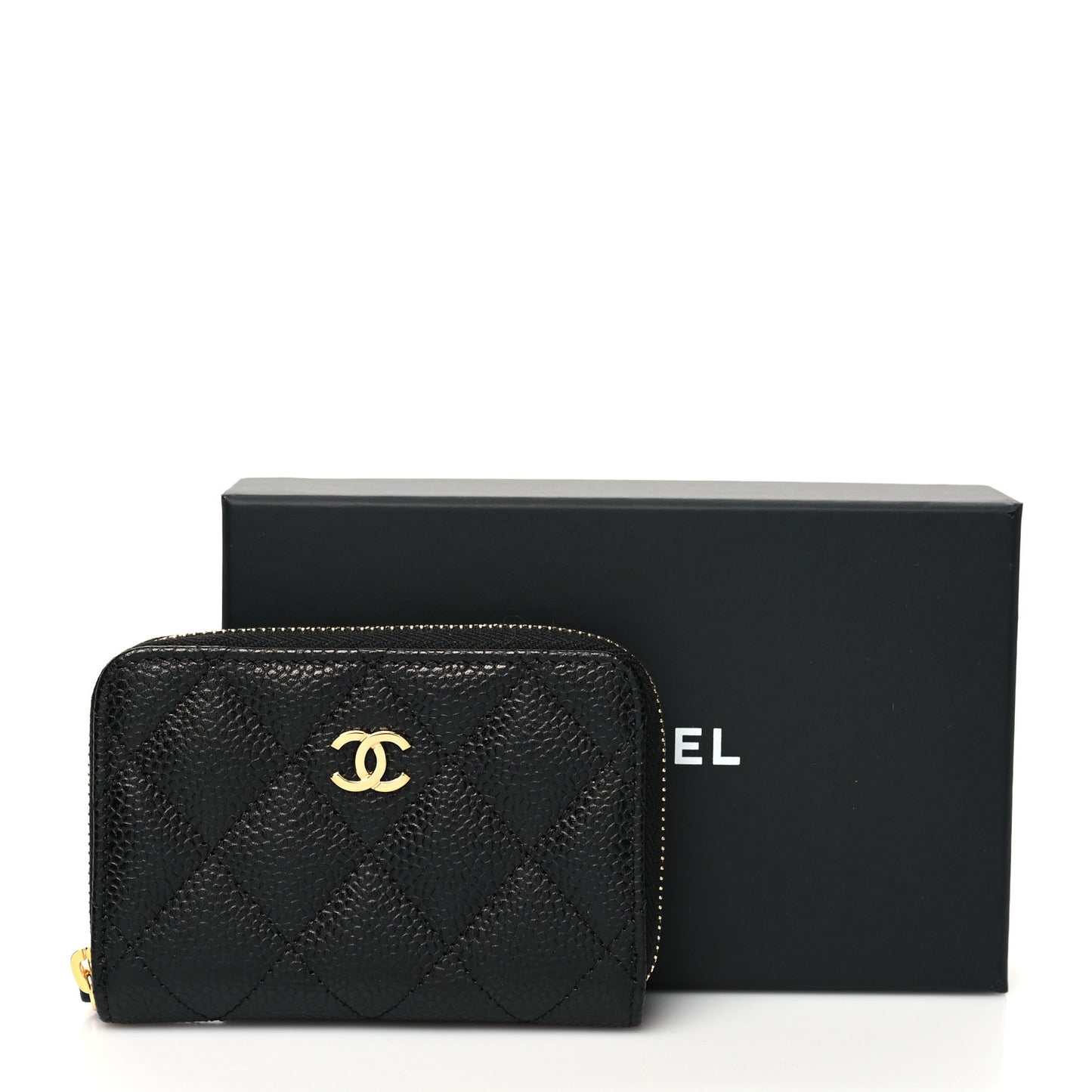 Caviar Quilted Classic Zipped Coin Purse Black