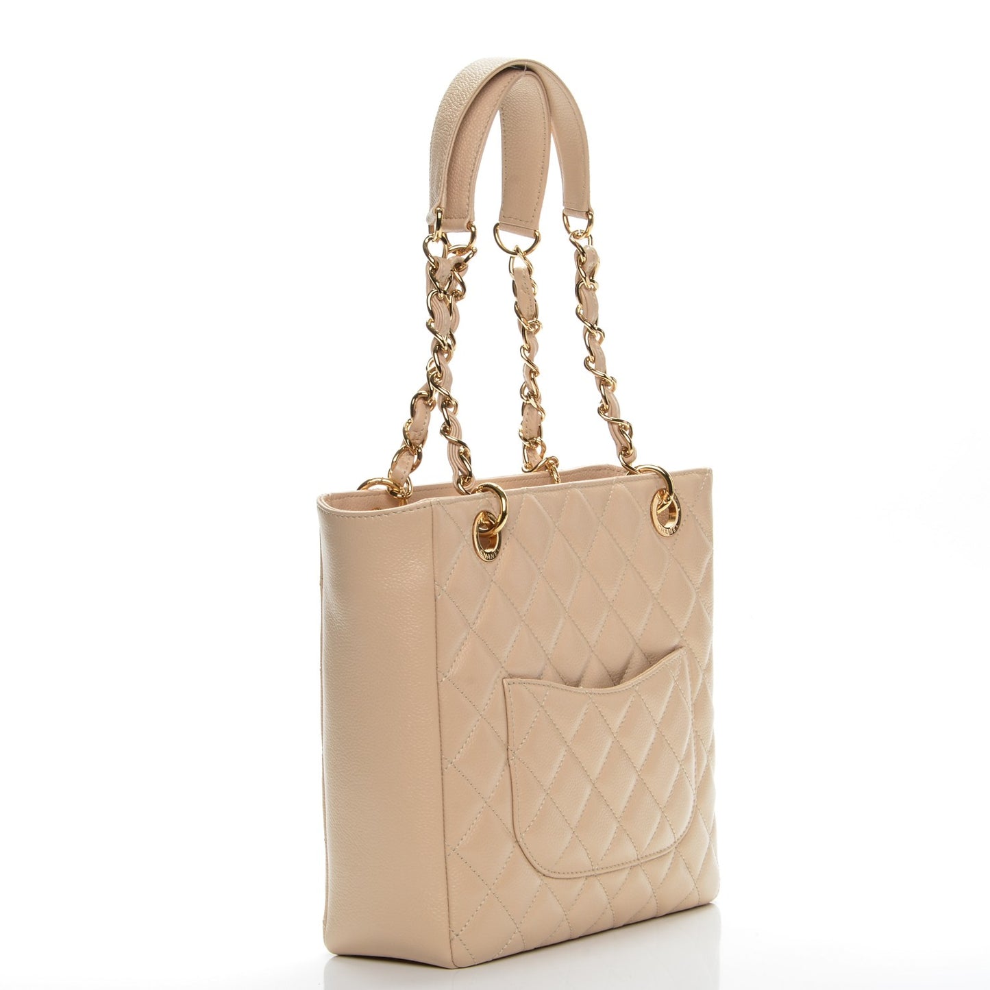 Caviar Quilted Petit Shopping Tote PST Beige Clair