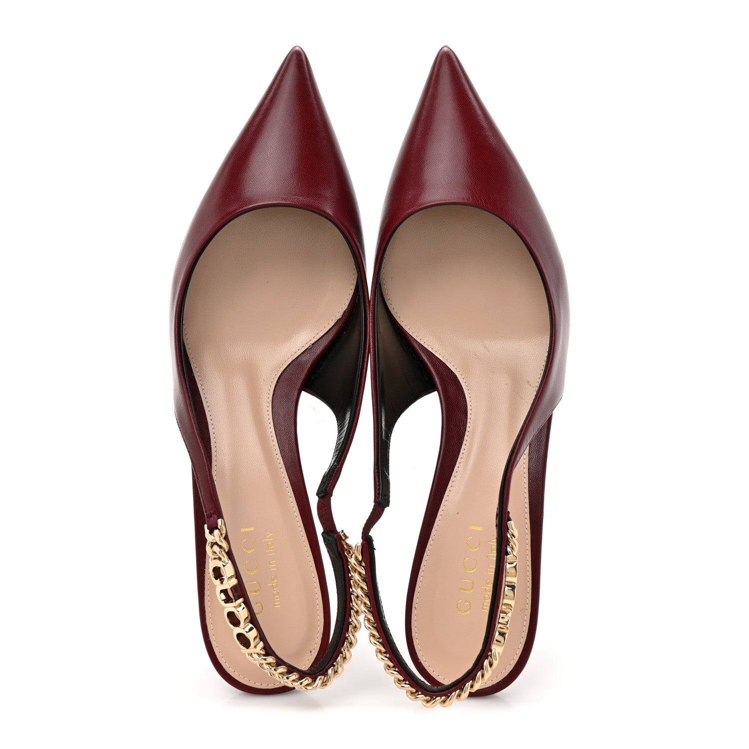 Gucci Malaga Kid Nappa Charlotte Signoria 35mm Slingback Pumps 38 Rosso Ancora 2 of 11