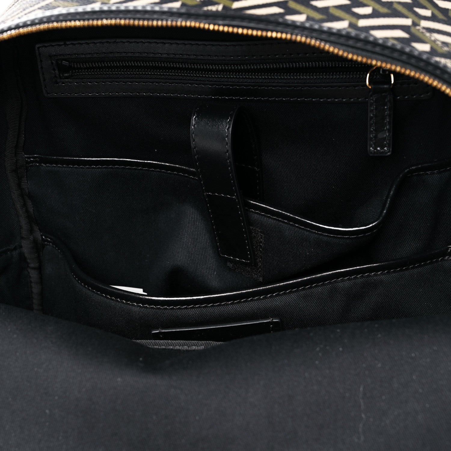Versace Coated Canvas Calfskin La Greca Signature Backpack Black Khaki 9 of 9