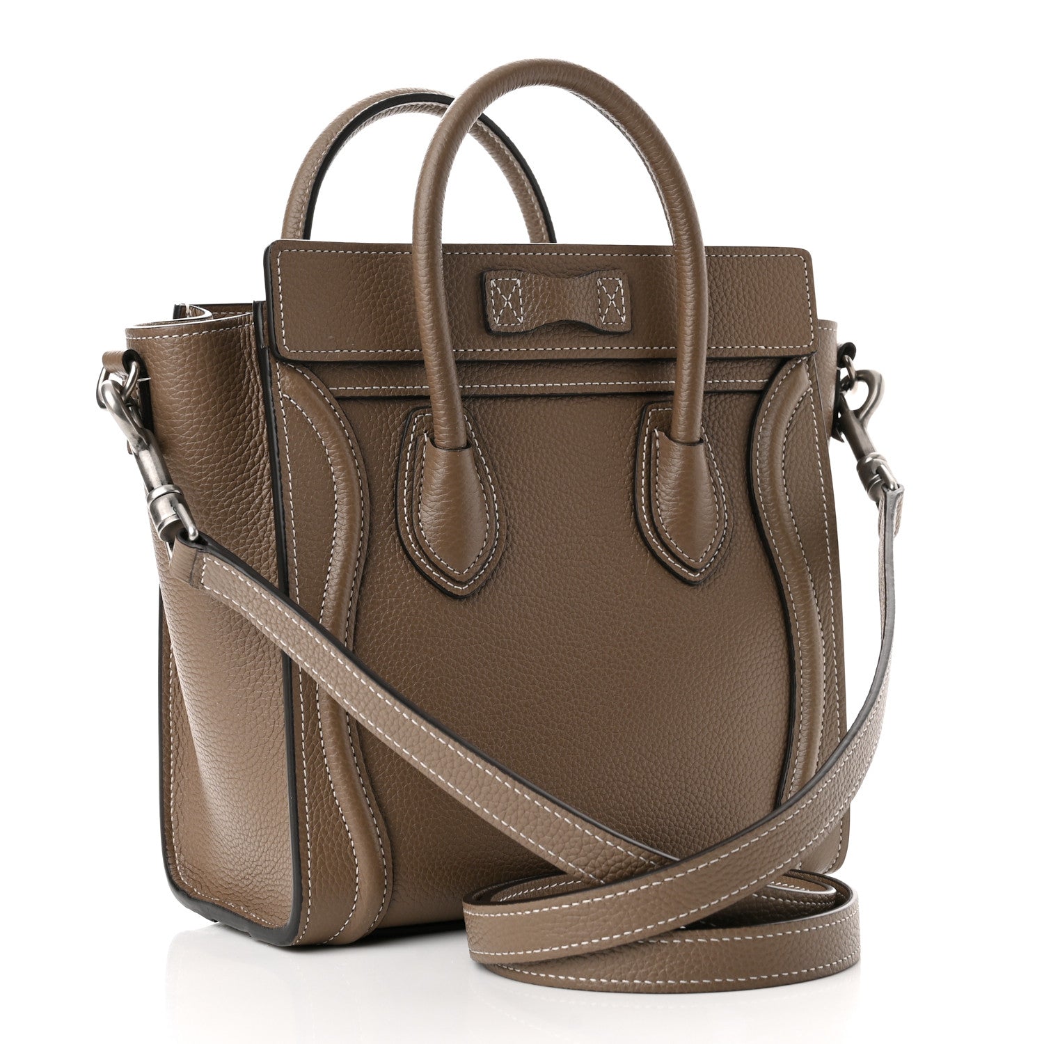 Celine Drummed Calfskin Nano Luggage Souris 2 of 14