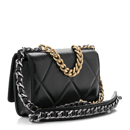 Chanel Goatskin Quilted Chanel 19 Wallet On Chain WOC Black 3 of 12