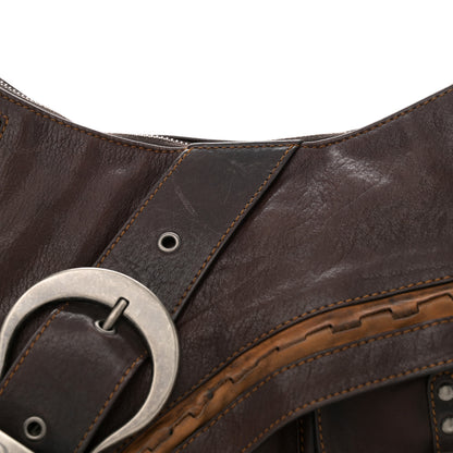 Christian Dior Calfskin Large Gaucho Double Saddle Bag Brown 8 of 10