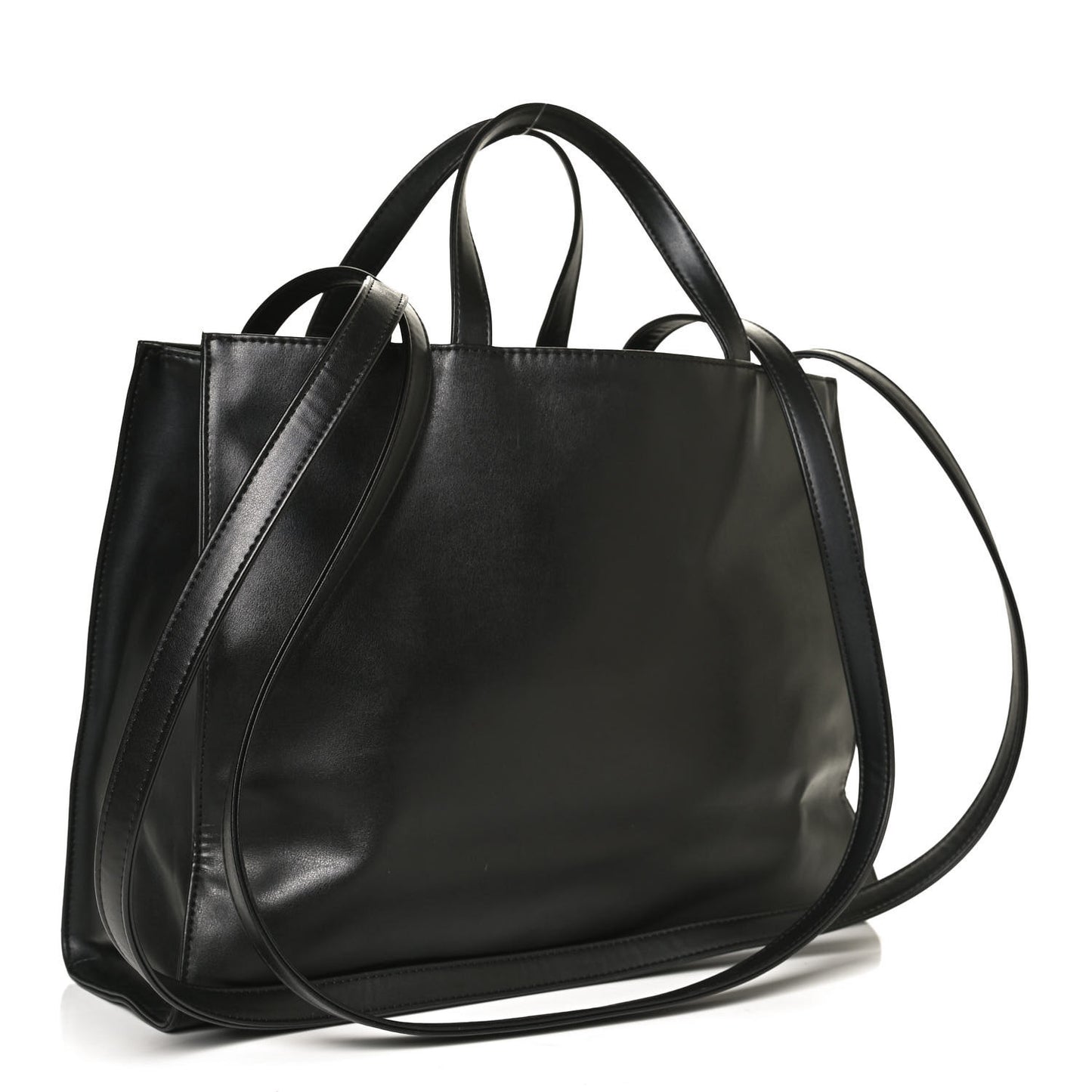 Vegan Leather Medium Shopping Bag Black