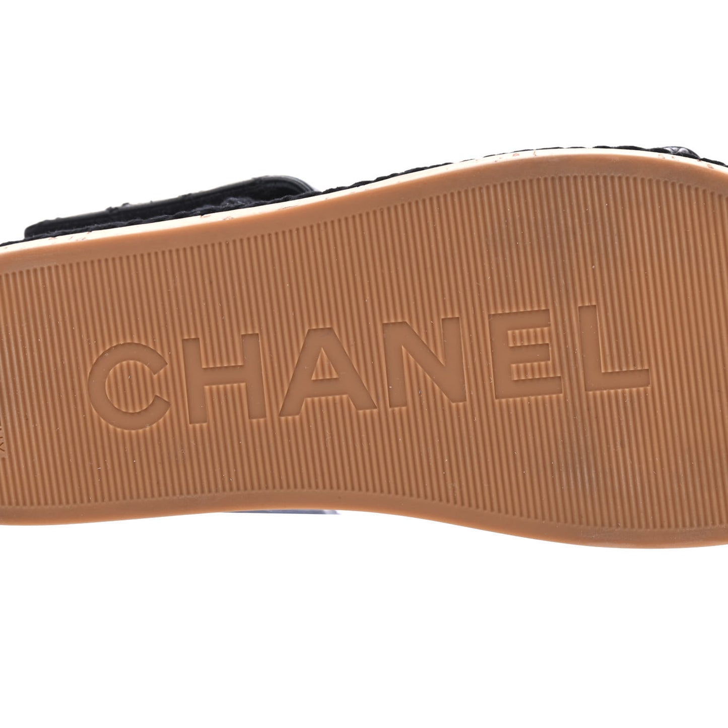 Cord Lambskin Quilted Logo Sandals 36 Black