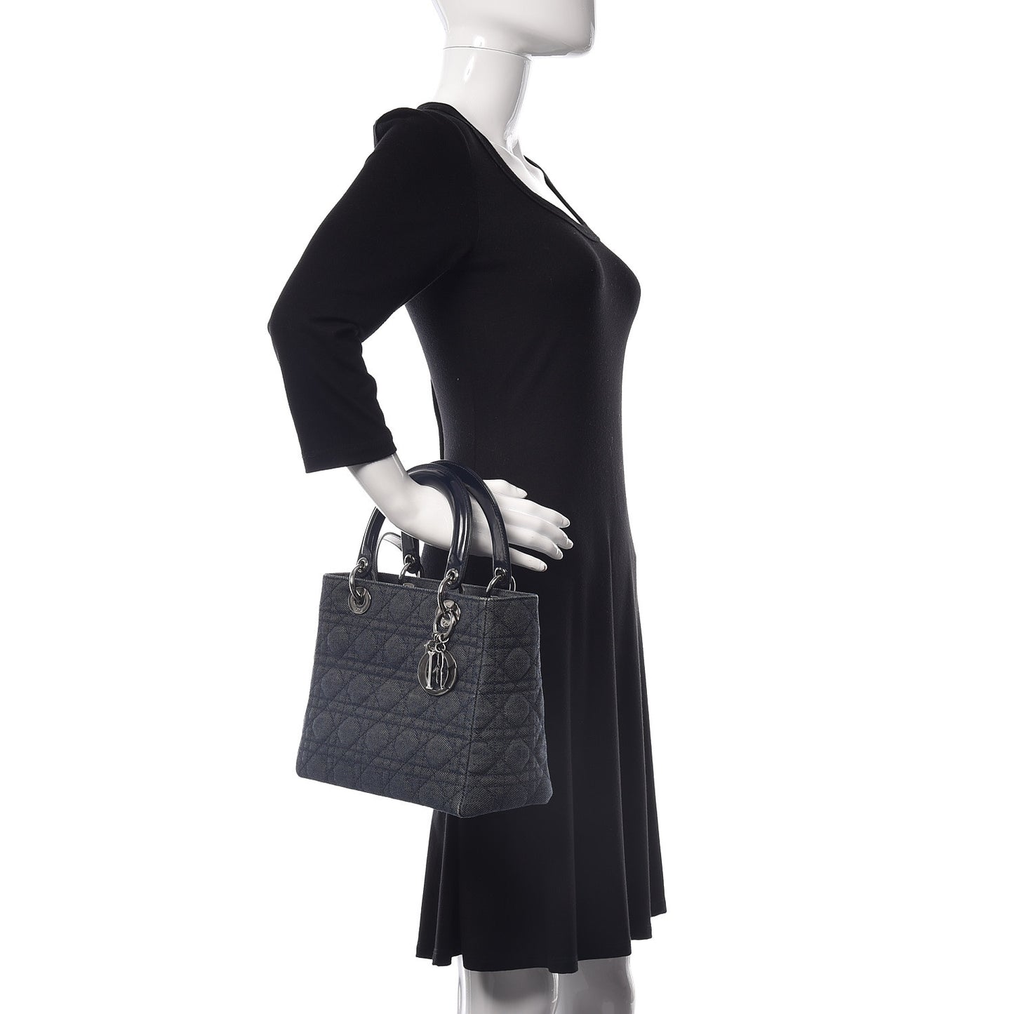 Denim Cannage Medium Lady Dior Blue