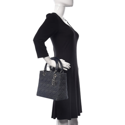 Christian Dior Denim Cannage Medium Lady Dior Blue 3 of 16