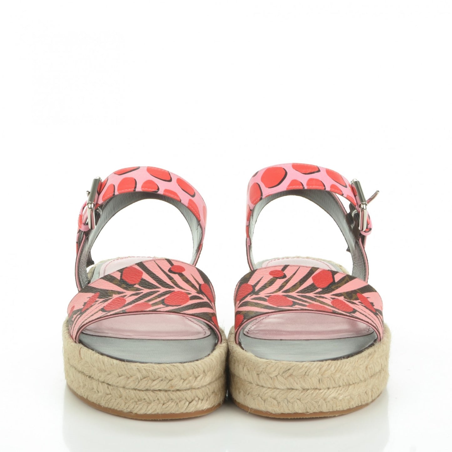 Monogram Jungle Dots Hibiscus Espadrille Sandals 37 Sugar Pink Poppy