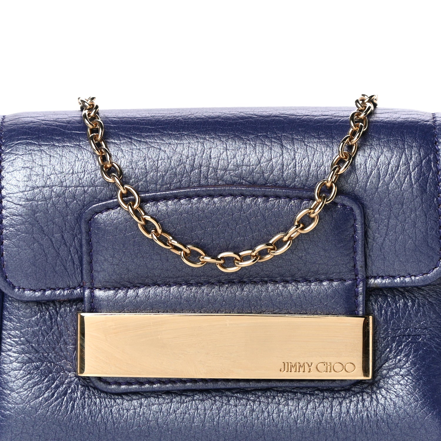 Jimmy Choo Metallic Calfskin Crossbody Bag Purple 7 of 12