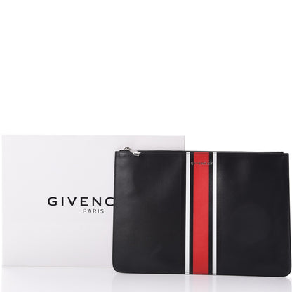 Givenchy Calfskin Striped Large Zip Pouch Black 8 of 8