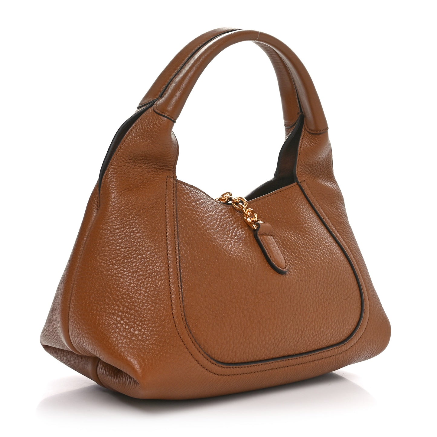 Grained Calfskin Softbit Medium Shoulder Bag Brown