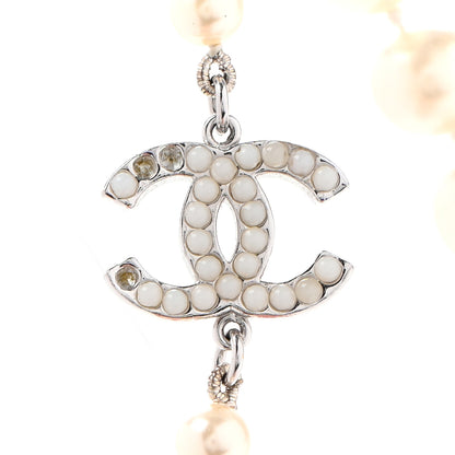 Chanel Graduated Pearl CC Long Necklace Silver 4 of 6