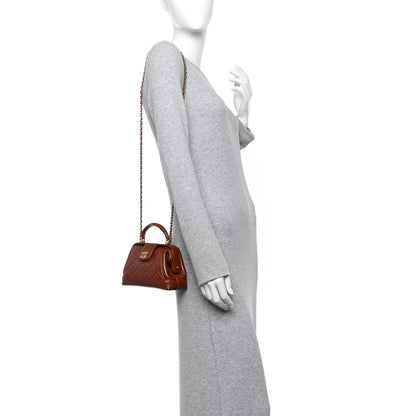 Chanel Shiny Lambskin Quilted Mini Cocodoc Top Handle Bag Brown 2 of 10