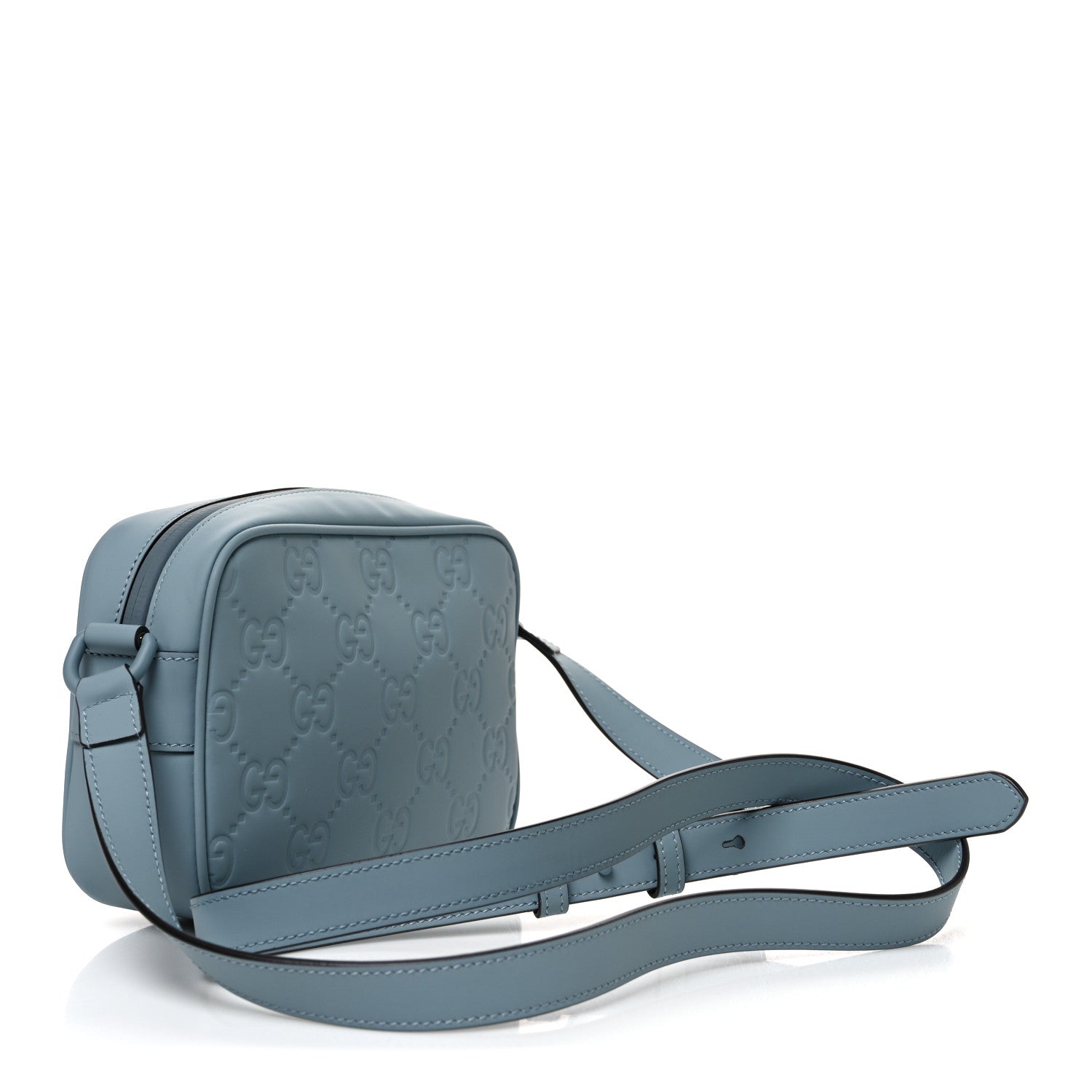 Gucci Rubber Effect Calfskin GG Mini Crossbody Bag Light Blue 3 of 10