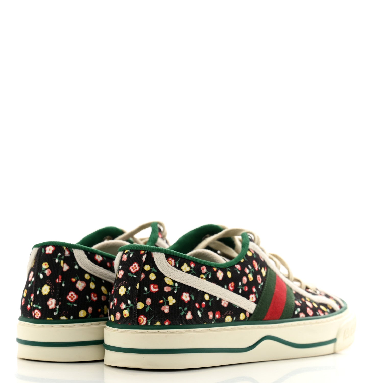 Gucci X LIBERTY OF LONDON Canvas Web Holly Print Womens 1977 Tennis Sneakers 37.5 Black Peach Mystic White 5 of 9