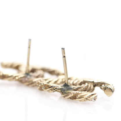 Chanel Crystal Twisted CC Earrings Gold 4 of 5