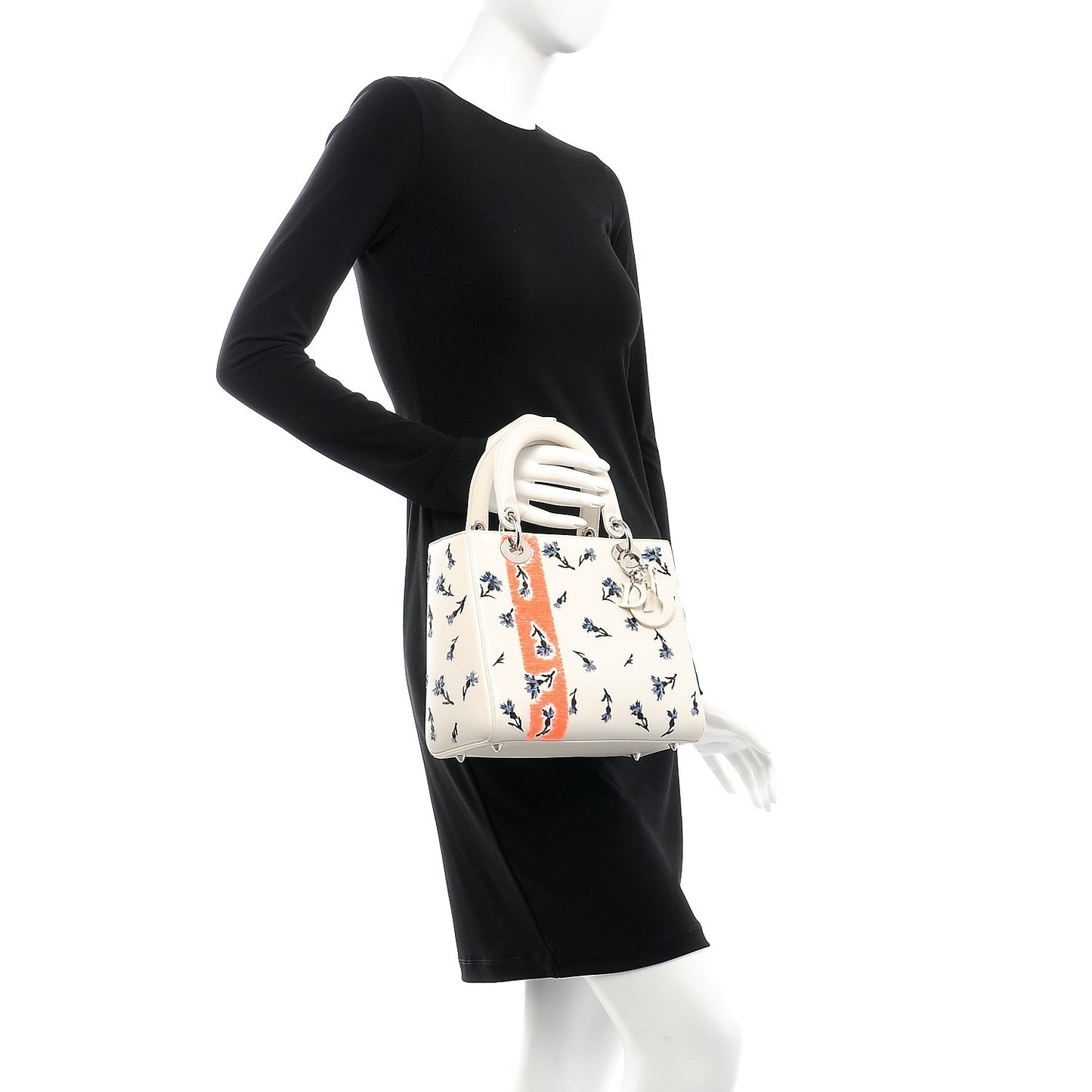 Lambskin Embroidered Sequin Medium Flower Lady Dior Off White