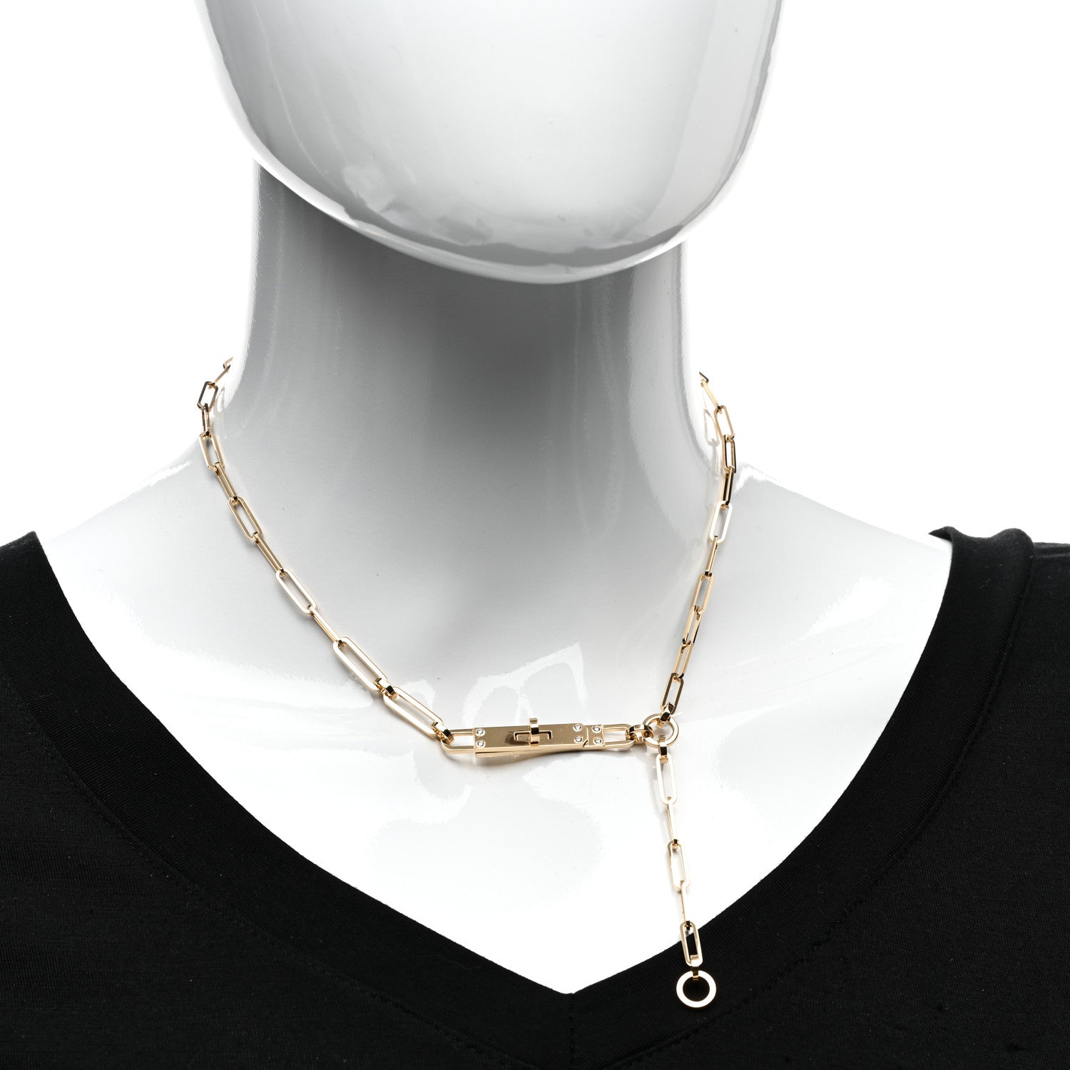 Hermes 18K Yellow Gold Diamond PM Kelly Chaine Lariat Necklace SH 2 of 4