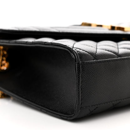 Saint Laurent Grain De Poudre Textured Mixed Matelasse Triquilt Medium Monogram Satchel Black 8 of 9