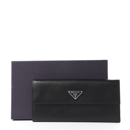 Prada Saffiano Continental Flap Wallet Black 9 of 9