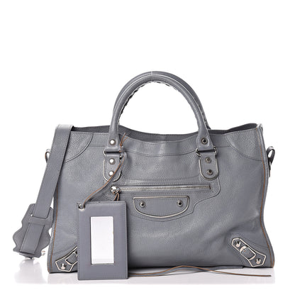 Balenciaga Chevre Silver Metallic Edge Hardware City Bleu Acier 1 of 27