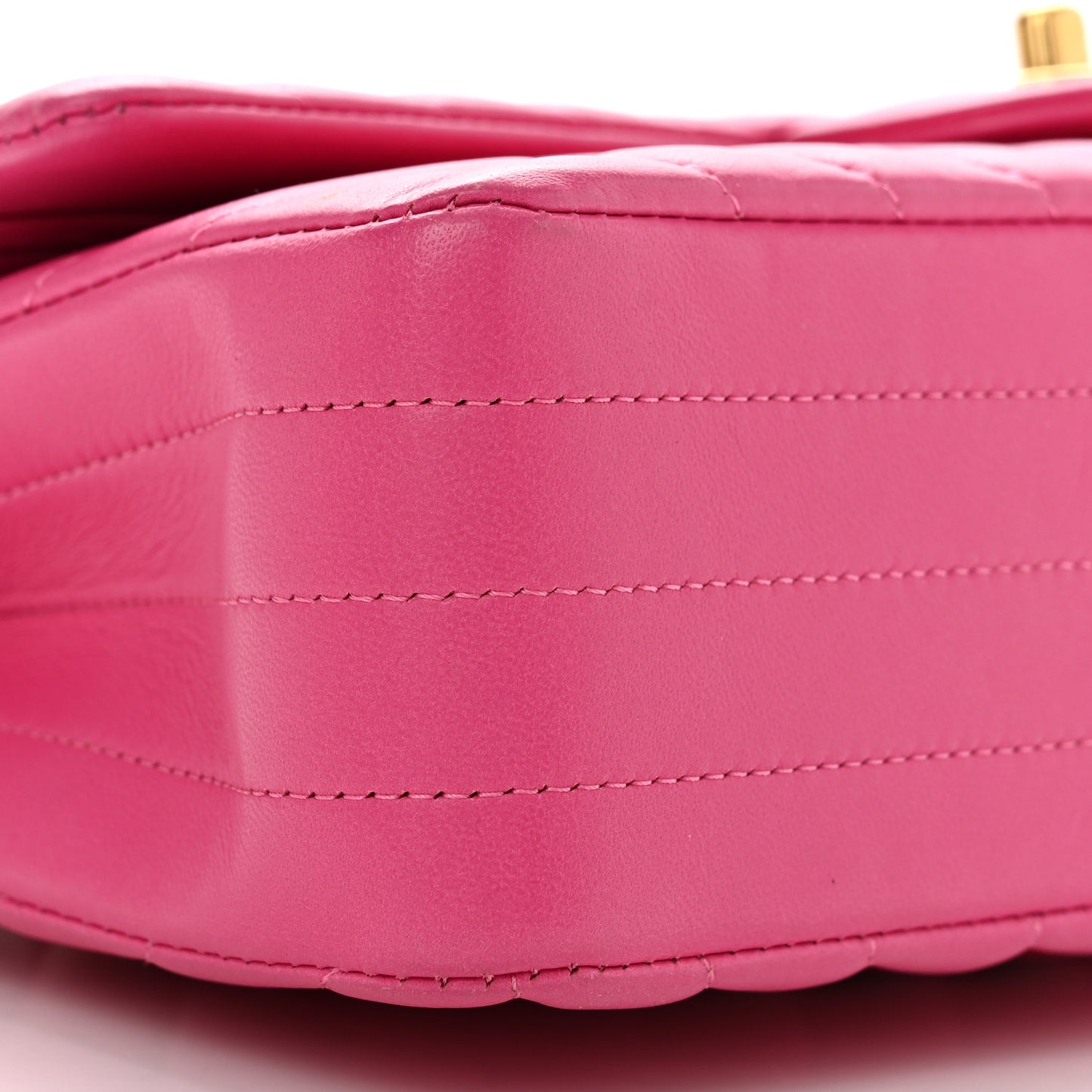 Lambskin Chevron Quilted Medium Double Flap Pink