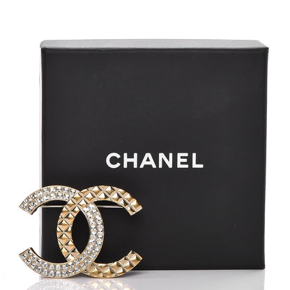 Chanel Baguette Crystal Quilted CC Brooch Gold 6 of 6