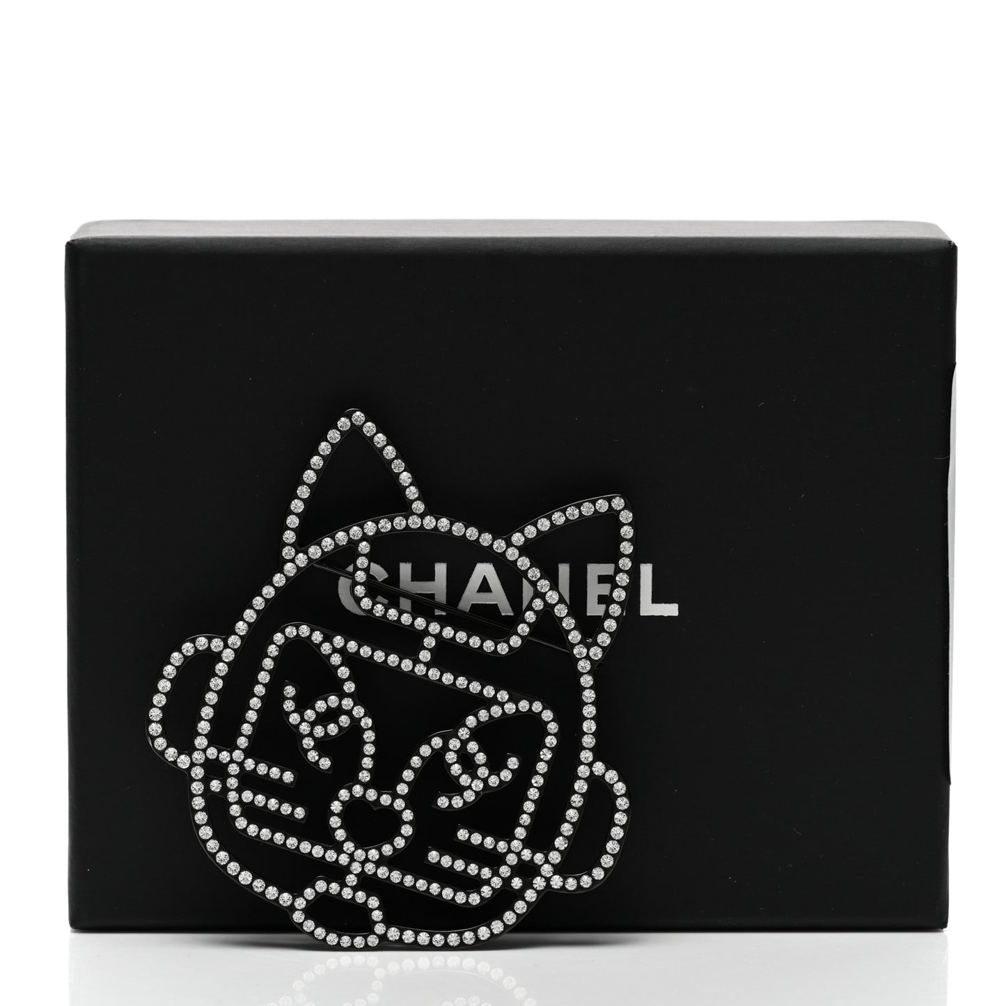 Strass Crystal Emoji Robot Cat Brooch Black Silver