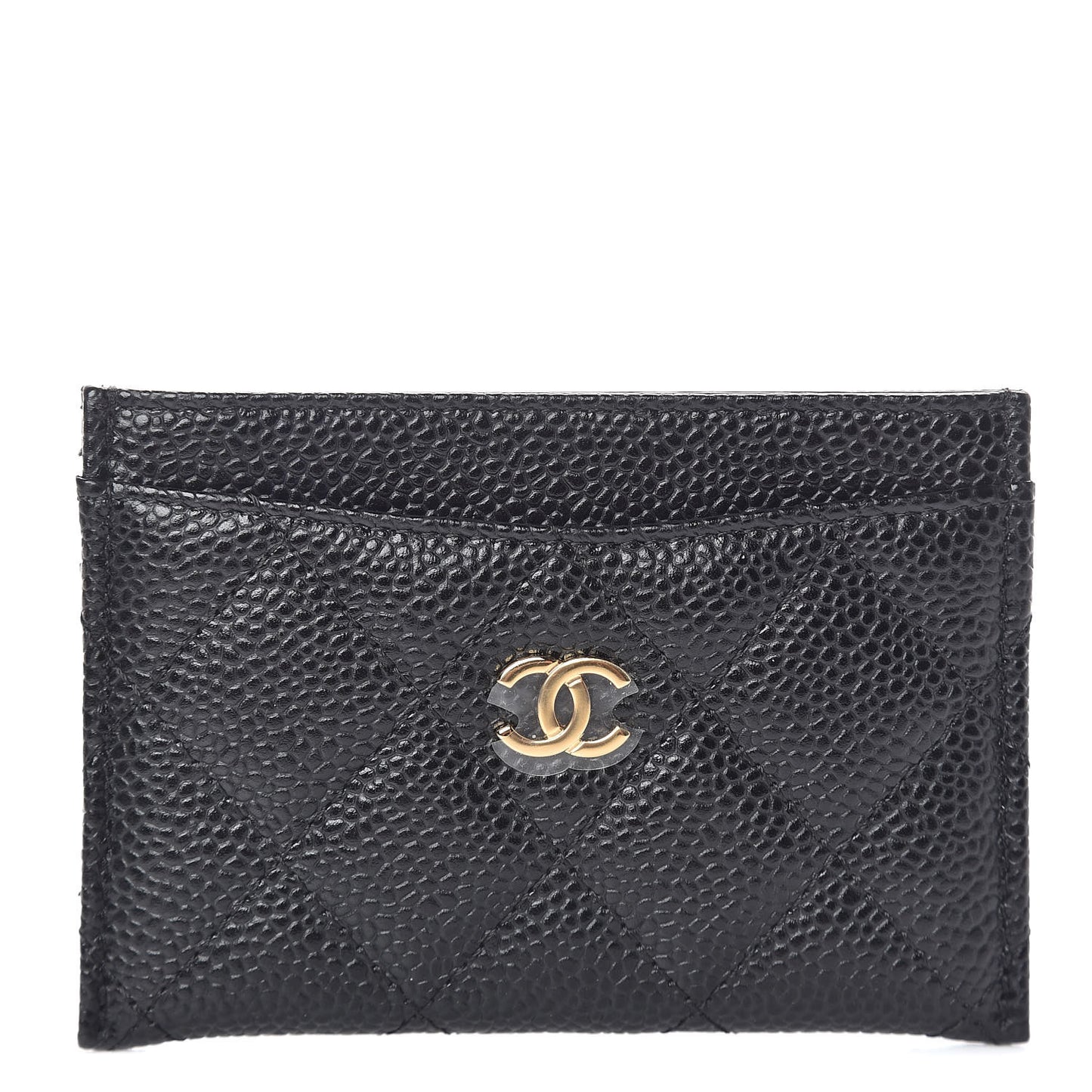 Caviar Quilted Card Holder Black